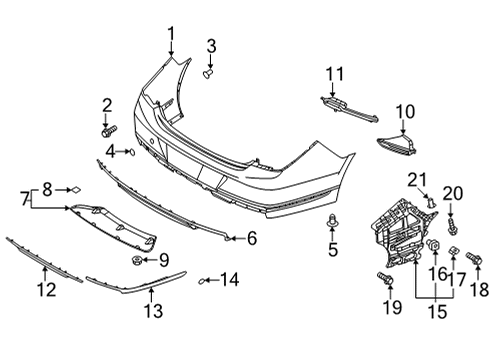 2020 Genesis G90 Bumper & Components - Rear Lamp Assembly-Rear R/REFL, LH Diagram for 92405-D2510