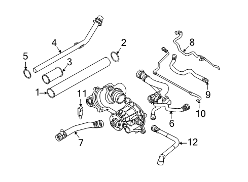 2008 BMW 550i Powertrain Control Upper Radiator Coolant Hose Diagram for 17127534918