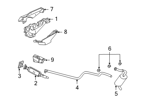 2001 Dodge Neon Exhaust Components, Exhaust Manifold Exhaust Extension Pipe Diagram for 5278623AF