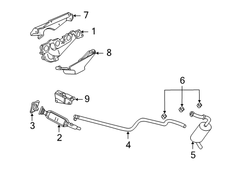 2002 Dodge Neon Exhaust Components, Exhaust Manifold Catalytic Converter Diagram for 5278345AH