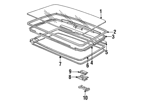 1993 Chevrolet Cavalier Sunroof W/Strip Roof Panel Opening Roof Vent Diagram for 20534581