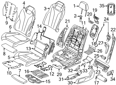 2014 BMW 428i Heated Seats Heating Element, Basic Backrest Diagram for 64117243563