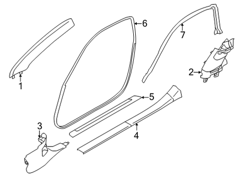 2022 Toyota GR86 Interior Trim - Pillars Upper Weatherstrip Clip Diagram for SU003-08553