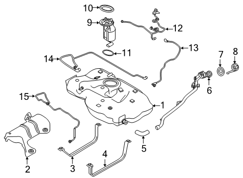 2017 Infiniti QX30 Fuel Supply Band Assy-Fuel Tank, Mounting Diagram for 17407-5DD0A