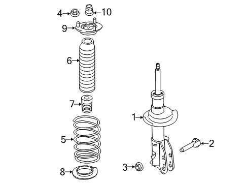 2012 Lincoln MKX Struts & Components - Front Strut Mount Bolt Diagram for -W715707-S439