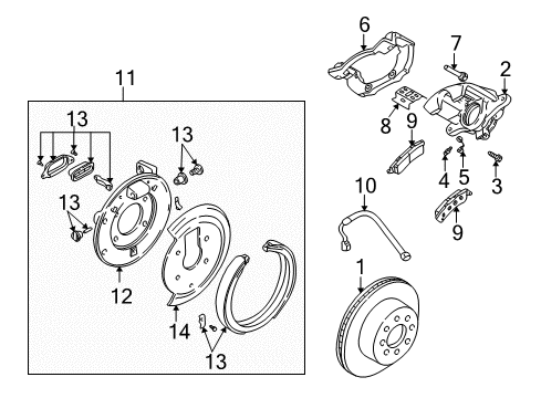 2006 Chevrolet SSR Rear Brakes Overhaul Kit Diagram for 88935808