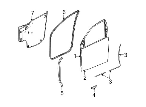 2003 Saturn Vue Front Door Exterior Panel Diagram for 15248832