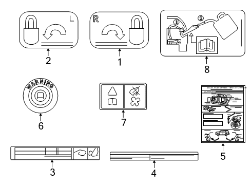 2008 Ford Escape Information Labels Decal Diagram for 1U5Z-297A12-AA