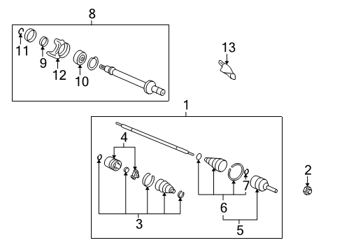 2007 Honda CR-V Drive Axles - Front Boot Set, Outboard Diagram for 44018-SJM-020