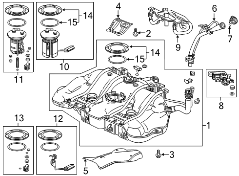 2021 Honda Insight Filters Set, Fuel Tank Complete Diagram for 17044-TXM-A04