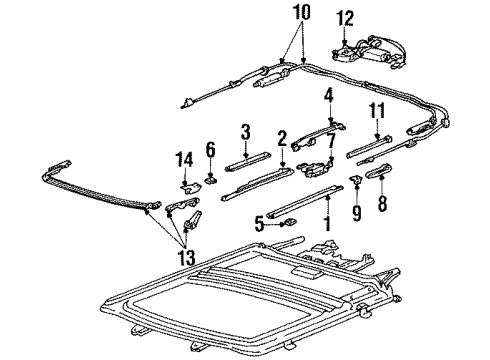 1989 Honda CRX Sunroof Motor Assy., Sunroof Diagram for 70450-SH2-S01