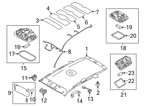 2015 Kia Sorento Interior Trim - Roof Sunvisor Assembly Left Diagram for 852101U150H9