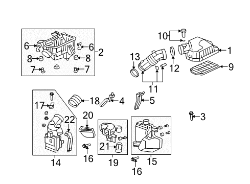 2008 Honda CR-V Powertrain Control Case Set, Air Cleaner Diagram for 17201-RZA-000