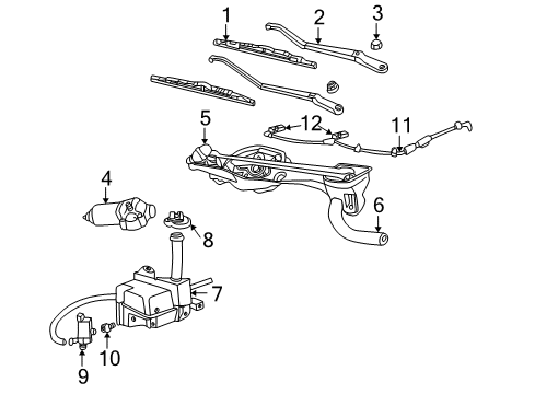 2002 Ford Thunderbird Wiper & Washer Components Hose Diagram for 2W6Z-17A605-AA