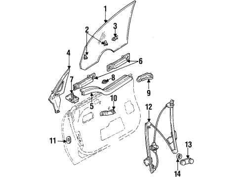 1995 Plymouth Neon Front Door Handle-Window Regulator Diagram for FW80PS6