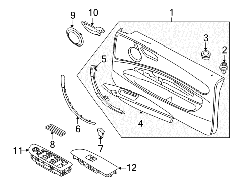 2010 BMW 128i Door & Components Trim, Inside Doorhandle, Grey Poplar, Left Diagram for 51419140361