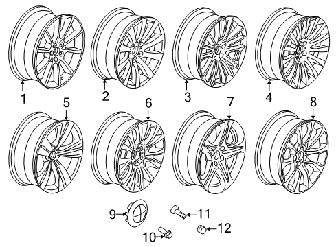 2016 BMW ActiveHybrid 5 Wheels, Covers & Trim Disc Wheel, Light Alloy, Bright-Turned Diagram for 36116857666