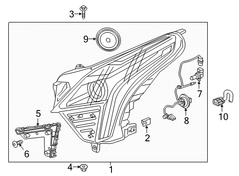 2019 Cadillac XT5 Headlamps Composite Assembly Diagram for 84496131