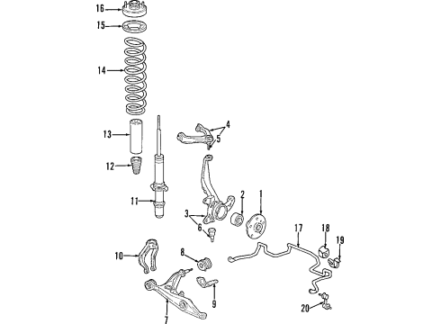 1997 Honda CR-V Front Suspension Components, Lower Control Arm, Upper Control Arm, Stabilizer Bar Arm Assembly, Left Front (Lower) Diagram for 51360-S10-A00