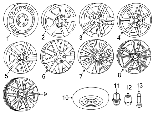 2017 Dodge Grand Caravan Wheels Wheel Alloy Diagram for 1BD59GSAAE