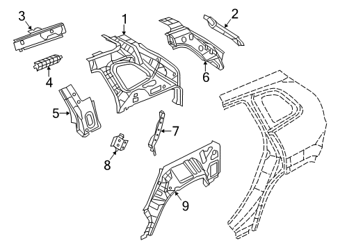 2022 Jeep Cherokee Inner Structure - Quarter Panel PANEL-QUARTER INNER Diagram for 68502356AA