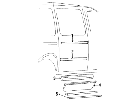 1994 Chrysler Town & Country Exterior Trim - Side Loading Door Molding Sliding Door Outside Lower Diagram for 4491456