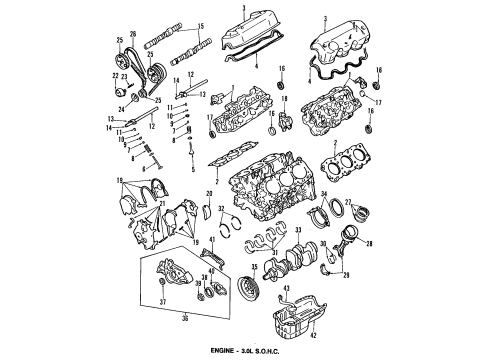 1996 Dodge Stealth Engine Parts, Mounts, Cylinder Head & Valves, Camshaft & Timing, Oil Pan, Oil Pump, Crankshaft & Bearings, Pistons, Rings & Bearings Right Camshaft Assembly Diagram for MD145655