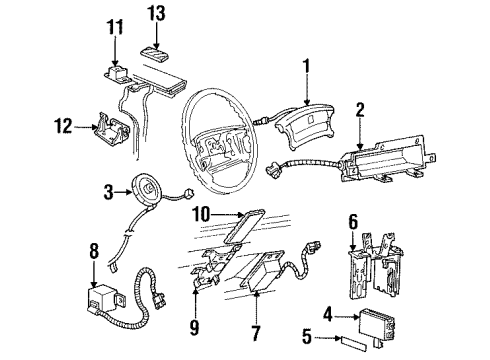 1993 Pontiac Bonneville Air Bag Components Coil Kit, Inflator Restraint Steering Wheel Module Diagram for 26062491