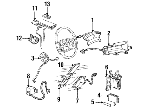 1997 Pontiac Bonneville Air Bag Components Sensor Asm-Inflator Restraint Front End Discriminating Diagram for 16220959