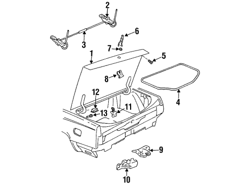 1998 Buick LeSabre Trunk Lid Weatherstrip Asm-Rear Compartment Lid Diagram for 25618616