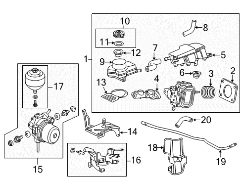 2013 Honda Civic Hydraulic System Master Cylinder Assembly Diagram for 46100-TX6-A03