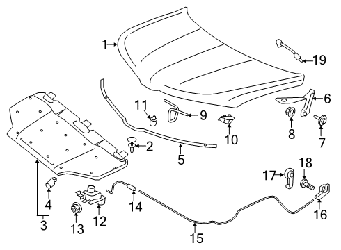 2021 Lincoln Nautilus Hood & Components Hinge Diagram for FA1Z-16796-A