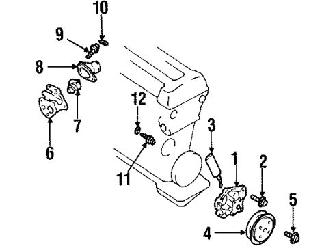 2000 Infiniti G20 Water Pump Label-Caution Water Diagram for 21435-64Y00