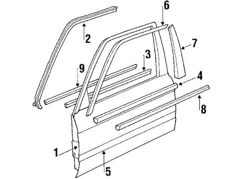 1989 BMW 325iX Front Door Edge Protection Right Diagram for 51711906960