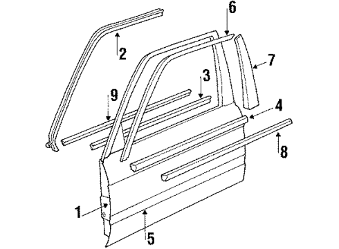 1989 BMW 325iX Front Door Edge Protection Left Diagram for 51711906959