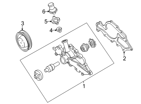 1998 Ford Ranger Water Pump Thermostat Gasket Diagram for F87Z-8255-DA