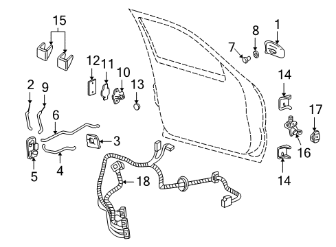 2004 Cadillac Escalade EXT Front Door - Lock & Hardware Handle Asm-Front Side Door Outside *Silver H Diagram for 15195279