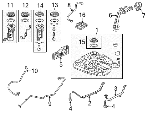 2015 Honda Civic Fuel Injection Pipe, Fuel Tank Mounting Diagram for 17522-TR0-A70