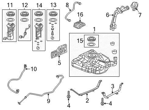 2015 Honda Civic Fuel Injection MODULE, FUEL PUMP Diagram for 17045-TR0-L11