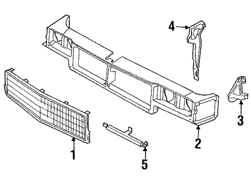 1989 Cadillac Fleetwood Front Panel Bracket-Headlamp & Radiator Grille Mount Panel Diagram for 25532408