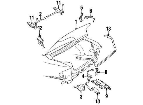 1993 Pontiac Bonneville Trunk Lid Case, W/Switch R/Compartment Lid Lock Cyl Diagram for 12510553