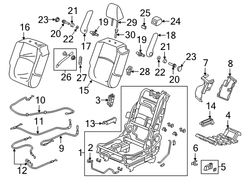 2019 Honda Odyssey Second Row Seats Guide FRe*NH836L* Diagram for 81143-T2F-A01ZB