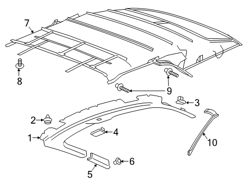 2021 Chevrolet Camaro Interior Trim - Top Headliner Rivet Diagram for 84078075