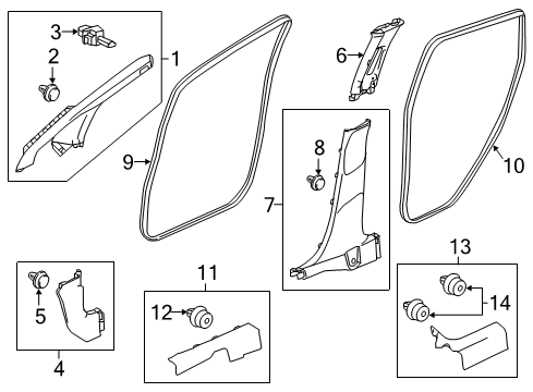 2017 Honda HR-V Interior Trim - Pillars, Rocker & Floor Garnish, R. *NH882L* Diagram for 84101-T7W-A01ZA