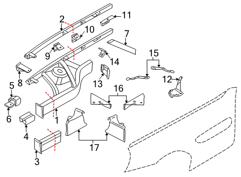 2001 BMW Z8 Structural Components & Rails Repair Element, Carrier, Upper Part Diagram for 41117006303