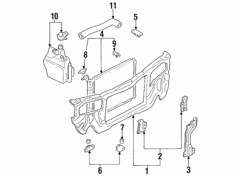 1995 Ford Escort Radiator & Components, Radiator Support Upper Hose Diagram for FOCZ8260A