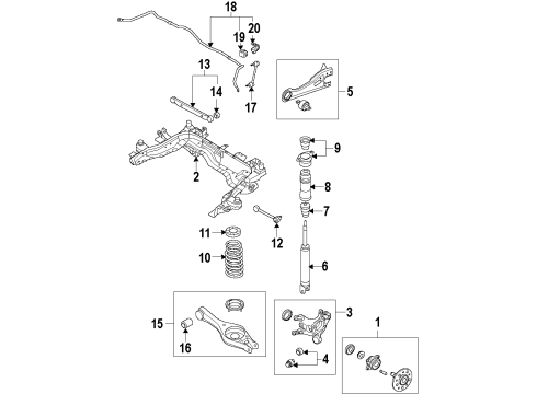 2008 Kia Rondo Rear Suspension Components, Lower Control Arm, Upper Control Arm, Stabilizer Bar Rear Shock Absorber Assembly Diagram for 553111D010