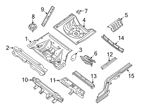 2010 Nissan Altima Rear Body - Floor & Rails Floor-Rear, Rear Diagram for 74514-JB130