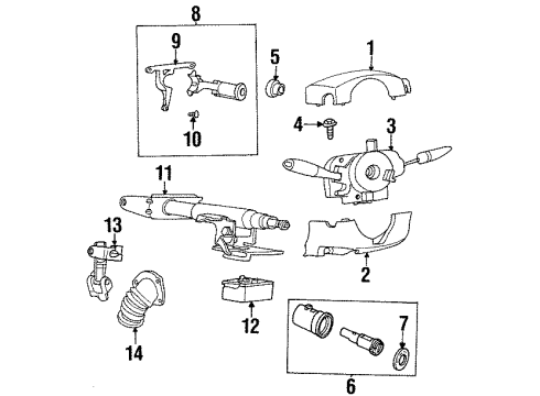 2001 Saturn SC2 Switches Boot, Intermediate Steering Shaft Diagram for 21012228