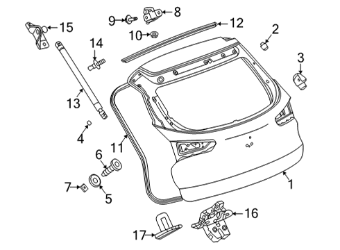 2022 Chevrolet Trailblazer Gate & Hardware Lift Cylinder Bracket Diagram for 42483664